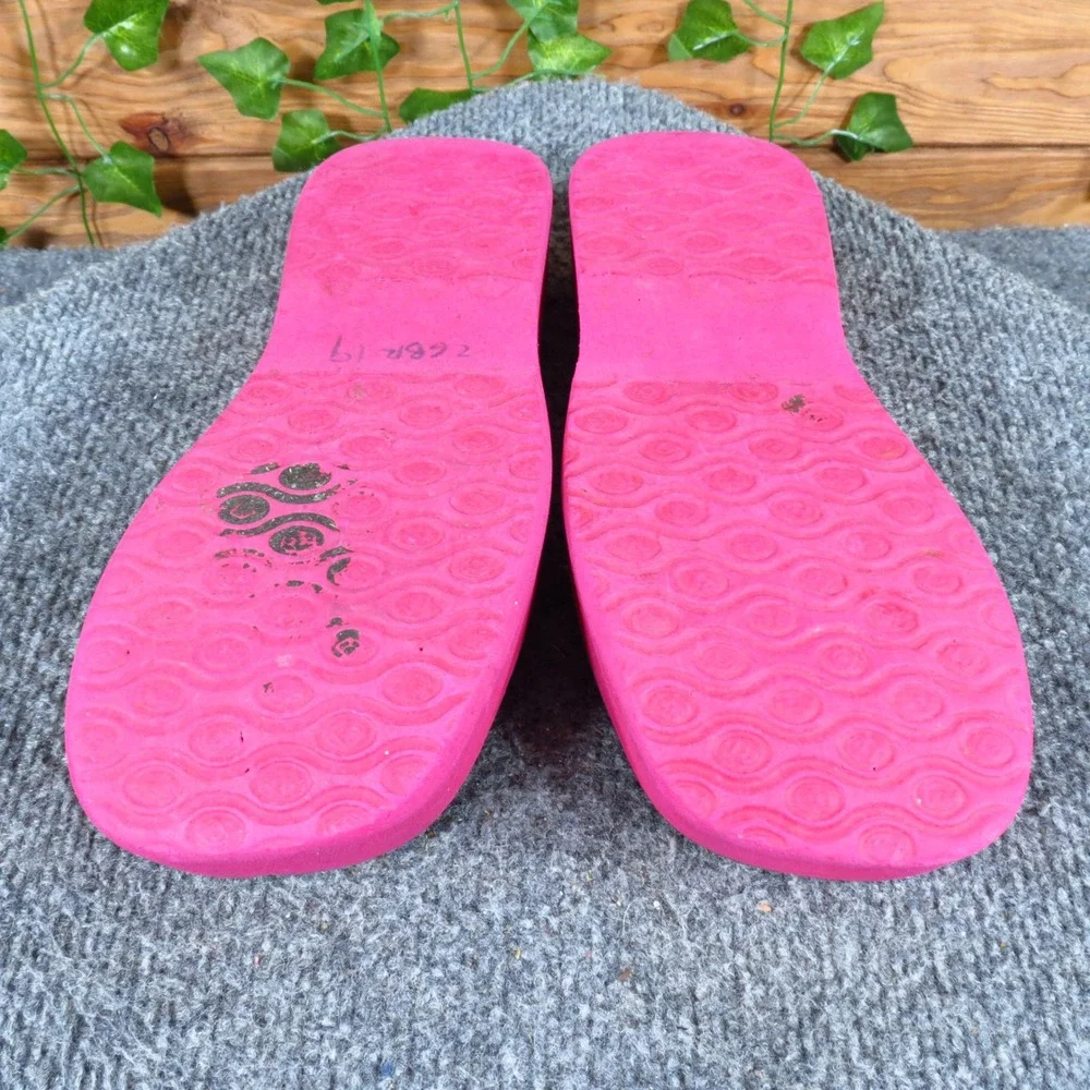 Reef Ginger Platform Women Sandals Sz 7 Beach Pink Black Leather Thong Flip Flop